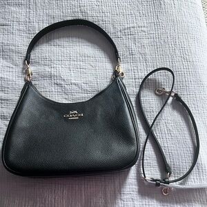 Coach Teri Hobo (Black Pebbled Leather Shoulder Bag with Gold Hardware)